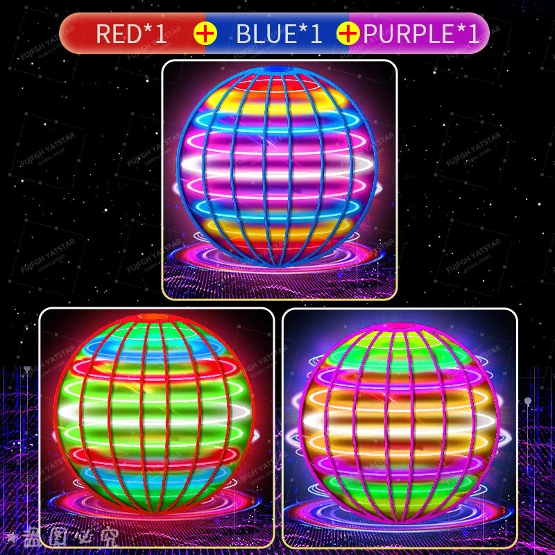 Hand-Controlled LED Flying Spinner Hover Ball 3.7 in (9.5 cm) — Indoor & Outdoor Kids Toy