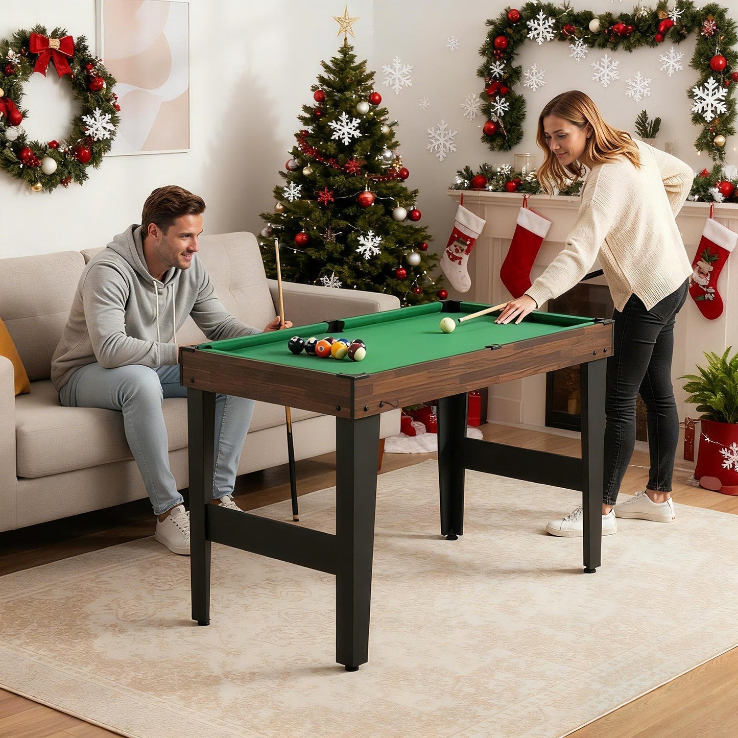 10-in-1 Combo Game Table Set 50inch Multi-Game Table with Foosball-Brown