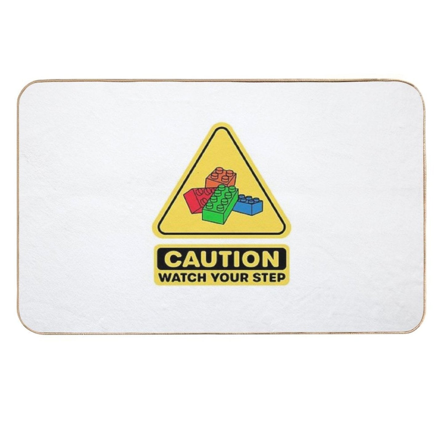 Caution Watch Your Step Toy Brick Building Block AFOL  High-Traffic Bath Mat