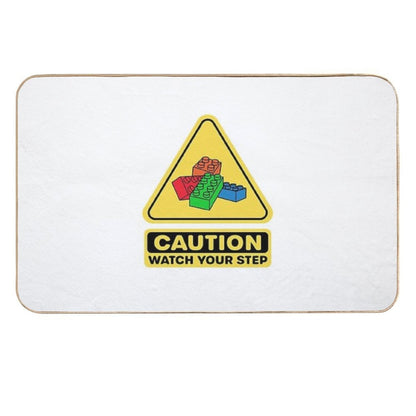 Caution Watch Your Step Toy Brick Building Block AFOL  High-Traffic Bath Mat