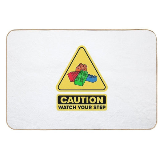 Caution Watch Your Step Toy Brick Building Block AFOL  High-Traffic Bath Mat