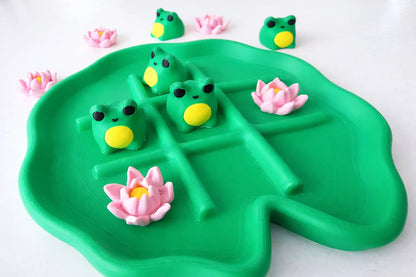 The Tween Space Frog and Lily Pad Tic Tac Toe Game — Pond-Themed Board Game | 3D Printed