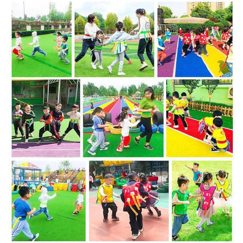 Tail Tag Game Belt Set, 1 Adjustable Waistband with 6 Tail Straps for Kids & Adults, Outdoor Party & PE Games