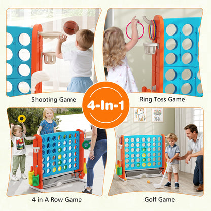 Jumbo 4-to-Score Game with Ring-toss and Basketball Hoop