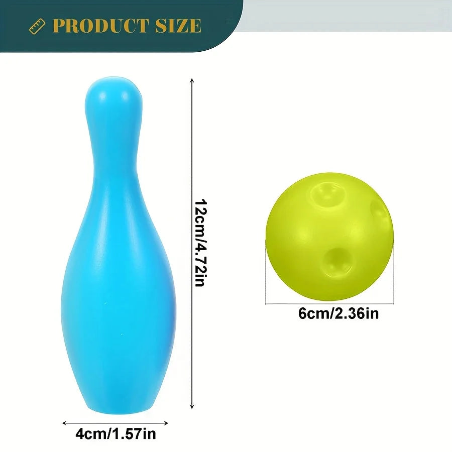 12-Piece Mini Bowling Set – 10 Pins & 2 Balls, Plastic Kids Indoor Outdoor Game Party Gift