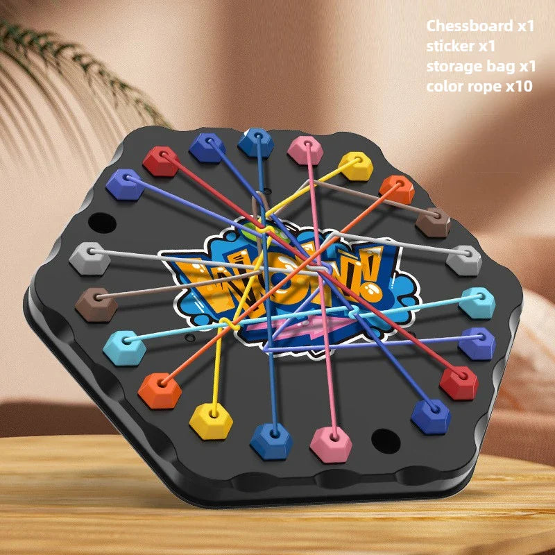 Kids Rope Knot Puzzle Board Game - Colorful Twisted Rope Logic Toy for Ages 7+ Parent-Child Interactive