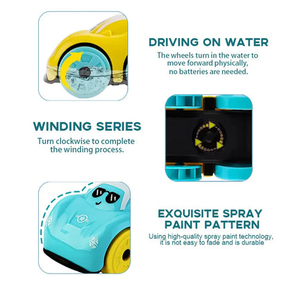 Amphibious Baby Bath Car Toy – Floating Wind-Up Swimming Car