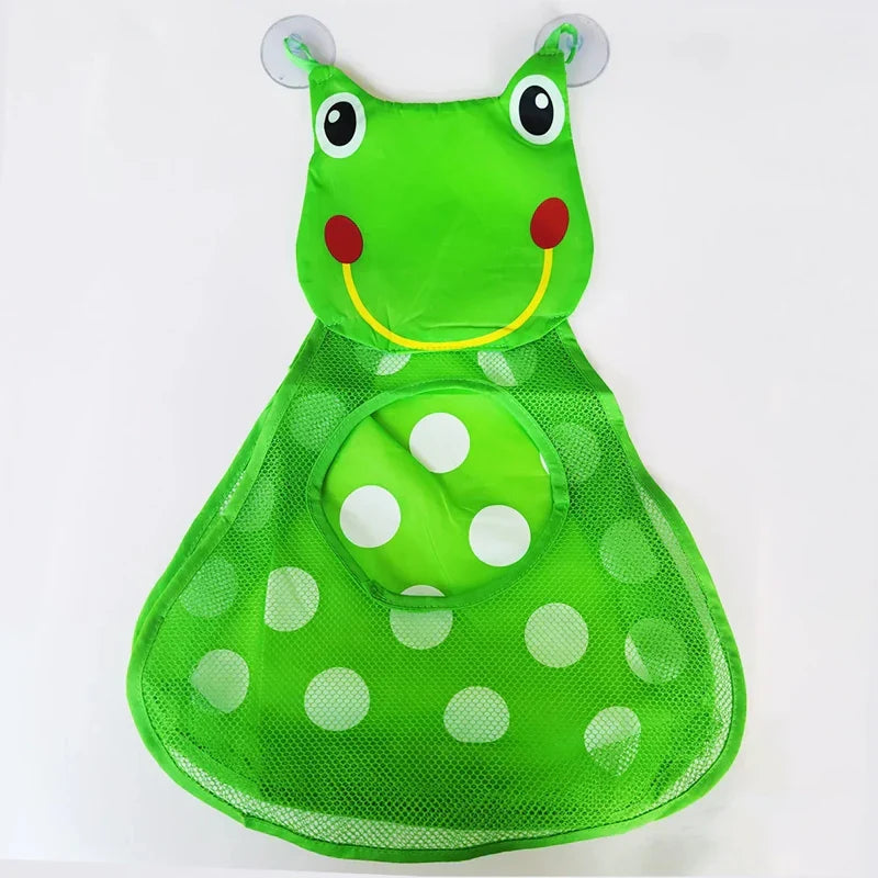 Baby Bath Toy Mesh Organizer with Suction Cups - Cartoon Animal Storage Bag for Kids