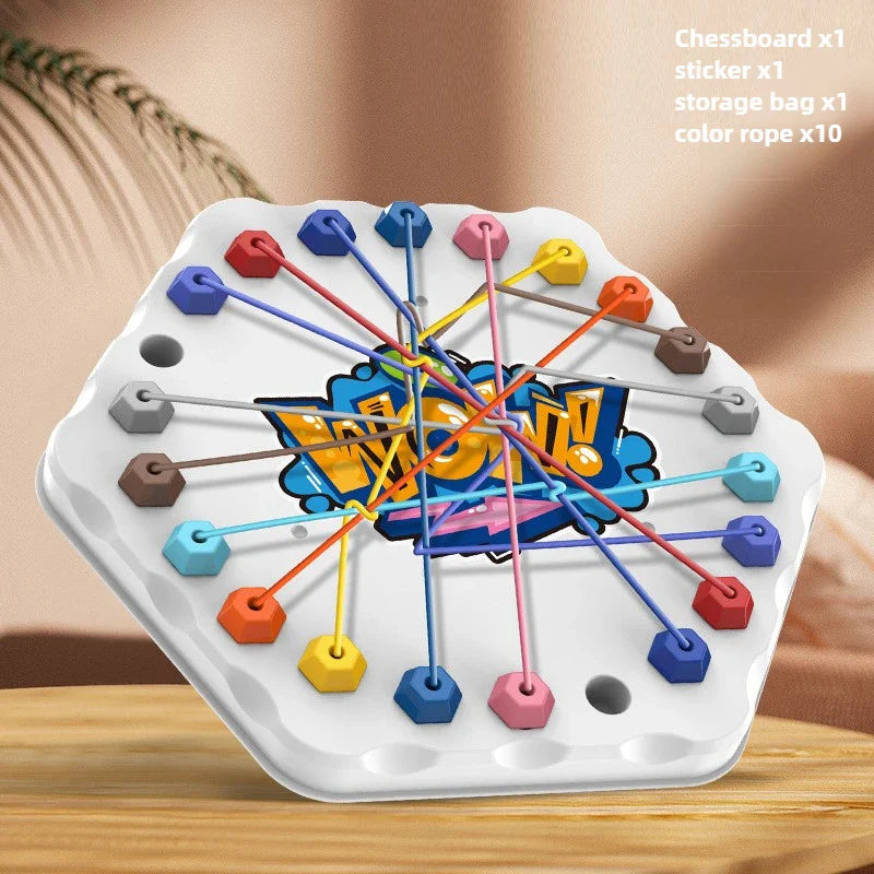 Kids Rope Knot Puzzle Board Game - Colorful Twisted Rope Logic Toy for Ages 7+ Parent-Child Interactive