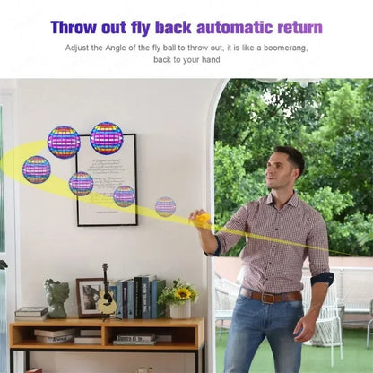 Hand-Controlled LED Flying Spinner Hover Ball 3.7 in (9.5 cm) — Indoor & Outdoor Kids Toy