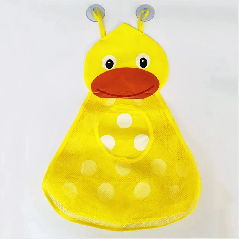 Baby Bath Toy Mesh Organizer with Suction Cups - Cartoon Animal Storage Bag for Kids