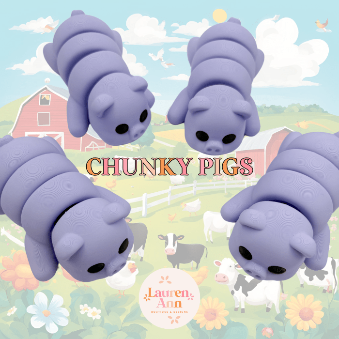 Cute Chunky Pastel Purple 3D Printed Pig Fidget Toy