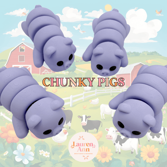 Cute Chunky Pastel Purple 3D Printed Pig Fidget Toy