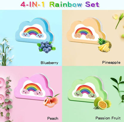 Rainbow Bath Bombs for Kids, Handmade 4 Pcs Kid Bath Bombs Gift Set, Easter Basket Stuffers & Valentine Gifts for Kids Girls Bubble Bath