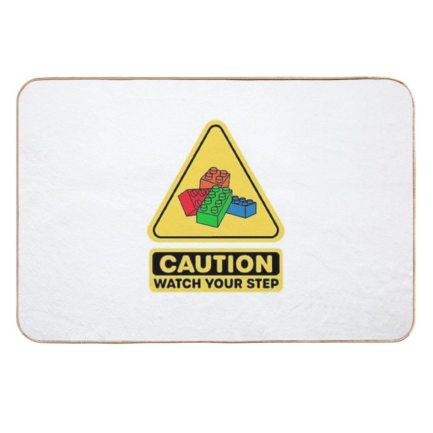 Caution Watch Your Step Toy Brick Building Block AFOL  High-Traffic Bath Mat